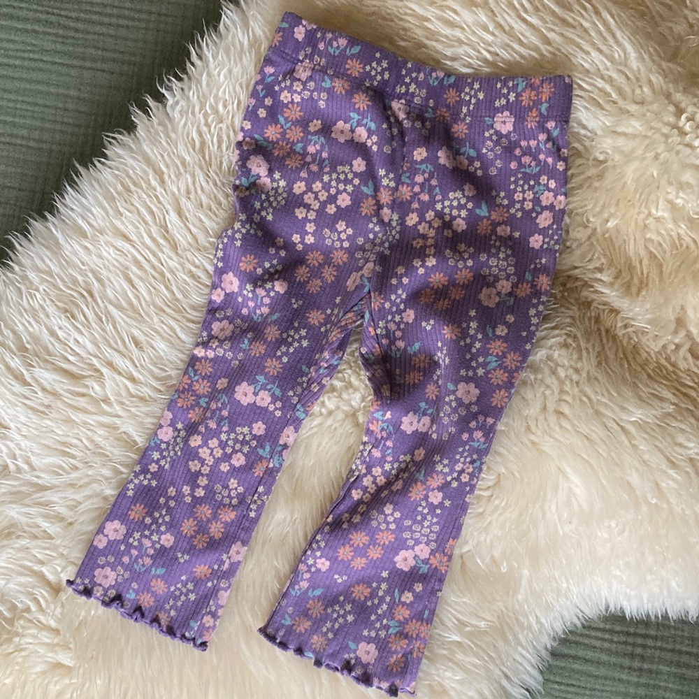 Tucker + Tate Purple Floral girls flared ribbed Leggings 24m 2T